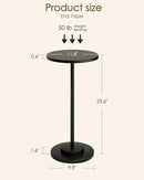 Masupu Drink Table, Round Side Table for Small Spaces, Pedestal Side Table, Small End Table with Metal Base, for Living Room, Bedroom, Bathroom, Black by CozyNest Decor