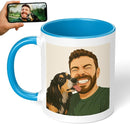 Personalized Coffee Mug, Custom Drawing Portrait Gift, Funny Customized Coffee Gift for Men & Women, Custom Mugs with Pictures, Light Blue 11oz Father's Day Mug by TinyTreasures Baby Boutique