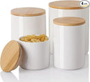 Sweejar Ceramic Kitchen Canister Sets, Porcelain Container for Countertop, Heavy Food Storage Jars with Airthight Seal Bamboo Lid, Servering for Sugar, Coffee Beans, Tea Leaves, Pack of 4（White） by CozyNest Decor