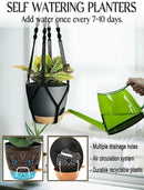 3 Pack Self Watering Hanging Planters Macrame Plant Hangers with Indoor Flower Pots 10" / 8" / 7", 3 Different Size Hanging Basket, Plant Hanger with Hooks for Garden Home Decor Black Large by GreenHaven Gardens