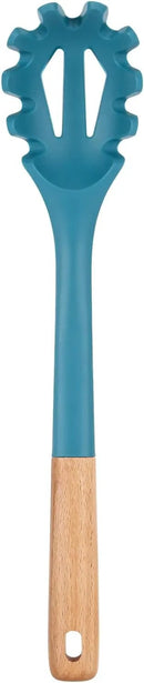 Silicone Pasta Fork, Kitchen Heat Resistant Noodle Spoon Server, BPA Free Spaghetti Strainer,12.8 inch (BLUE) by CozyNest Decor