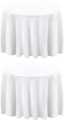 Surmente 132 inch Round Tablecloths -2 Pack White Round Table Cloths, Polyester Fabric Table Covers for Wedding, Party, Banquet, or Restaurant by CozyNest Decor