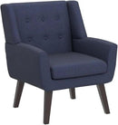 HUIMO Accent Chair Living Room Chair, Upholstered Button Tufted Armchair, Linen Fabric Sofa Chairs for Bedroom, Living Room, Mid Century Modern Comfy Reading Chair (Dark Blue) by CozyNest Decor