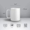 E-liu Porcelain Tea Mugs Coffee Mug Set, Large 15 Ounces Cups for Coffee, Tea, Cocoa, and Mulled Drinks, Set of 6, White