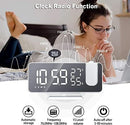 Projection Digital Alarm Clock for Bedrooms, Clock Radio on Ceiling, USB Charger Port, Temperature & Humidity Display, 7.3” Large Mirror LED Display,12/24H,Snooze,Dual Loud Alarm Clock- 4 Dimmer by TinyTreasures Baby Boutique