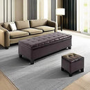HOMCOM 51" Ottoman Storage Bench, Faux Leather Storage Chest with Lift Top, Tufted Ottoman for Living Room, Entryway, Dark Brown by CozyNest Decor