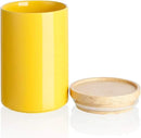 Sweejar Kitchen Canisters Ceramic Food Storage Jar, Stackable Containers with Airtight Seal Wooden Lid for Serving Ground Coffee, Tea, Sugar, Salt and More - 28 Fl Oz (Yellow) by CozyNest Decor