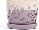 rePotme Orchid Pot - 5 inch Floral Cutout Ceramic Orchid Pot with Holes (Cream Over Lavender) - Includes 5 inch Slotted Pot Liner by GreenHaven Gardens