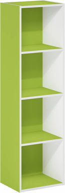 Furinno Luder Bookcase / Book / Storage, 4-Tier Cube, Green/White by TinyTreasures Baby Boutique