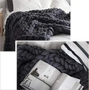 Chunky Knit Throw Bulky Merino Sofa Blanket Hand-Made Super Large Chair Mat Rug(Dark Gray 40"x60") by CozyNest Decor