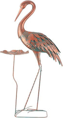 42'' Crane Garden Statue, Heron Outdoor Statue & Sculpture with Lotus Leaf, Metal Heron Yard Art Decor for Garden, Yard, Lawn, Pond (Brown & Blue) by GreenHaven Gardens