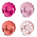 FRIGG Natural Rubber Baby Pacifier 4-Pack Rosy Romance | Made in Denmark | BPA-Free (6-18 Months) by TinyTreasures Baby Boutique