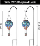 2PC Hot Air Balloon Solar Lantern with 2PC Shepherd Hook, Flickering Flame Hanging Solar Lanterns Outdoor Lights Waterproof Lanterns Decorative Garden Patio Yard Party Decor (Dragonfly) by GreenHaven Gardens