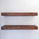 Modern Floating Shelves 3 Inches Thick for Wall, Wide Shelves for Kitchen, Living Room, Bedroom, and Bathroom, Natural Pine Wood, Rustic Wooden Shelf, (Set of 2) (Provincial, 24Lx3Hx8D) by CozyNest Decor