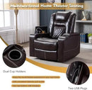 CANMOV Electric Power Recliner Chair Set of 2, Breathable Leather Home Theater Seating with Hidden Arm Storage, Power Recliner Chair for Living Room with USB Ports and Cup Holders,Brown by CozyNest Decor