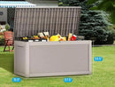 267 Gallon Deck Box Large Outdoor Storage for Patio Furniture,Outdoor Cushions,Garden Tools and Pool Supplies,Waterproof,Resin,Lockable(Grey Rattan) by CozyNest Decor