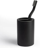 Matte Black Toothbrush Holder for Bathrooms – Modern Resin Countertop Organizer with Slots, Compact Toothbrush and Toothpaste Storage for Vanity, Hotel, Airbnb (Black) by CozyNest Decor