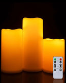 Homemory 6" 8" 10" x 4" Waterproof Outdoor Flameless Candles, Battery Operated Flickering LED Pillar Candles with Remote and Timers for Indoor, Plastic, Ivory White by CozyNest Decor