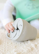 otterlove Collapsable Silicone Snack Container With Attachable Lid | 100% Pure LFGB Platinum Silicone with No Fillers | Snack Cup (2 Pack - Sage & Sand) by TinyTreasures Baby Boutique