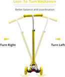 Maxi Scooter for Kids Ages 6-12 Lean-to-Steer 3 Wheel Scooter for Kids Ages 6-12 PU Light-Up Wheels Kids Scooter Adjustable Height Light Weight Aluminum Scooters T-Bar Colorful Design Printed by TinyTreasures Baby Boutique