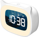 Kids Alarm Clock with Night Light & 18 Ringtones,Rechargeable,Cute Cat Ear Clock for Boys Girls Birthday Presents,Digital Clock for Children's Bedroom(White) by TinyTreasures Baby Boutique