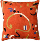 Kandinsky Modern Pillow Cover - Orange Ribbon | Mid Century Chair Cushions | Orange Abstract Pillows | Contemporary Pillowcase | Modern Couch Pillows | Hand Embroidered Cushion | Wool Size 18x18 by CozyNest Decor