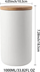 Ceramic Food Storage Jar Canister Modern Design Food Canisters with Airtight Seal Bamboo Lid, Loose Tea Coffee Spice Nuts Snacks Storage Jar Canister (White 33.81oz/1000ml) by CozyNest Decor