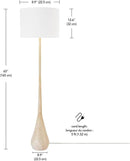 GLOBE Electric 52112 65" Floor Lamp, Faux Wood Finish, White Cotton Shade, Japandi Style, E26 Base, Modern Bedroom and Living Room Lighting by CozyNest Decor