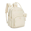 BabbleRoo Leather Diaper Bag Backpack - Baby Essentials Travel Baby Bag, Multi function, Waterproof, with Changing Pad, Stroller Straps & Pacifier Case – Unisex, Eggshell White by TinyTreasures Baby Boutique