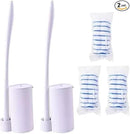 Disposable Toilet Brush Holder Set Toilet Wand (Pack of 2) Toilet Cleaner Scrubber with 24 Refills by CozyNest Decor
