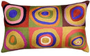 Lumbar Kandinsky Cushion Cover Farbstudie Quadrate Hand Embroidered Wool 13x21 by CozyNest Decor