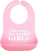 Baby Bib for Eating by Bella Tunno, Waterproof Silicone Bib with Large Food Catcher, Adjustable Fit for Babies 4-12 months & Toddlers 1-3 Years, Boys & Girls, Who Runs The World by TinyTreasures Baby Boutique