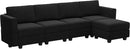 Belffin Modular Sectional Sofa Couch with Reversible Chaise Velvet L Shaped Couch Sofa with Storage 4-seat Convertible Sectional Sofas Black by CozyNest Decor