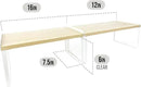 Mitus Shelf Organizer and Storage, Stackable Tiered Wood Cabinet Rack for Countertops, Desktops, Cabinets (Set of 2) 12" and 16" Wide Natural Oak and White by CozyNest Decor