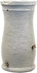 Stylish Impressions Capri Rain Saver, 50 Gallon, Sturdy Rain Barrel with Planter, Ribbed Design, Gray, with Dual Brass Spigots. by GreenHaven Gardens