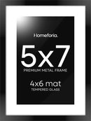 Homeforia 5x7 Picture Frame Black, High End Metal 5 x 7 Black Frames with Mat 4 x 6 for Art, 5x7 Desk Frame Matted to 4x6 inch Photo, 5 by 7 Wall or Tabletop Frames, Tempered Glass, Wall Kit, Set of 1 by CozyNest Decor