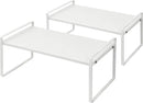 Nxconsu 2Pack Cabinet Shelves Stackable Shelf Organizer Rack Riser for Kitchen Cabinet Pantry Cupboard Counter Countertop Home Organization Storage Space Saver Heavy Duty Metal Nonslip White by CozyNest Decor