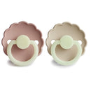 FRIGG Daisy Night SilkySoft Silicone Baby Pacifier | Made in Denmark | BPA-Free (Blush/Cream, 6-18 Months) by TinyTreasures Baby Boutique