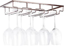 Wine Glass Rack Under Cabinet - Stemware Holder Metal Wine Glass Organizer Glasses Storage Hanger for Bar Kitchen Brown 4 Rows by CozyNest Decor