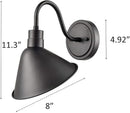 DIRYZON Industrial Gooseneck Wall Sconces Antique Black Barn Light for Kitchen Sink Patio Porch Set of 2 by CozyNest Decor