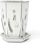 rePotme 4 x 6 inch Ceramic Orchid Pot (White Diamond) - Hexagon Orchid Pot with Holes by GreenHaven Gardens