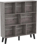 LEYAOYAO 8 Cube Bookshelf,3 Tier Bookcase with Legs,Modern Grey Mid-Century Bookshelves,Large Farmhouse Open Storage Organizer Shelf, Retro Wooden Display Book Case for Bedroom,Living Room,Office by CozyNest Decor
