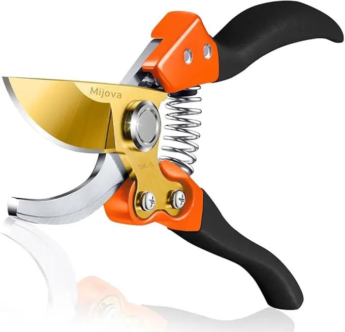 Garden Pruners, Heavy Duty Garden Clippers,Pruning Shears with Adjustable Thumb Lock,Hand Gardening Tools Pruners,Stainless Steel Sharp Gardening Scissors (MJ003)