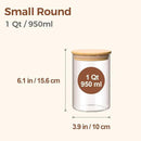 ComSaf 1 Qt Glass Storage Containers with Lids, Glass Jars with Lids, Clear Food Storage Jar, Round Canister Set of 6, Pantry Organizers for Cookie Pasta Flour Rice Tea Coffee Bean by CozyNest Decor