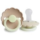 FRIGG Daisy Night SilkySoft Silicone Baby Pacifier | Made in Denmark | BPA-Free (Croissant/Cream, 6-18 Months) by TinyTreasures Baby Boutique