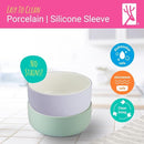 Elk and Friends Kids Porcelain Bowls with Silicone Sleeve | Kids/Toddler/Baby Feeding | Microwave & Dishwasher Safe | Non slip | Cereal/Soup/Snack Dishes & Dinnerware by TinyTreasures Baby Boutique