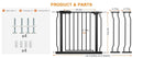 Extra Wide Baby Gate Extra Wide Extra Tall Dog Gates for Stairs Doorways Black Metal Tension Indoor Safety Gates with Pressure Mount 38.5-43.5 Inch Wide by TinyTreasures Baby Boutique