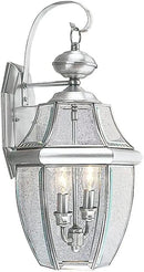 Livex Lighting 2251-91 Monterey 2 Light Outdoor Brushed Nickel Finish Solid Brass Wall Lantern with Clear Beveled Glass by GreenHaven Gardens