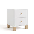 Storkcraft California 2 Drawer Nightstand (White with Driftwood) - GREENGUARD Gold Certified Nightstand for Kids Bedroom, Premium Wood Storage with Elegant, Iconic Block Feet by TinyTreasures Baby Boutique