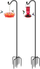 FEED GARDEN Adjustable Shepherd Hook Bird Feeder Pole with 7 Prongs Base, 108 Inch Tall 5/8 Inch Thick, Heavy Duty Outdoor Garden Poles for Hanging Bird Feeders, Plant Baskets, Black (2 Pack) by GreenHaven Gardens